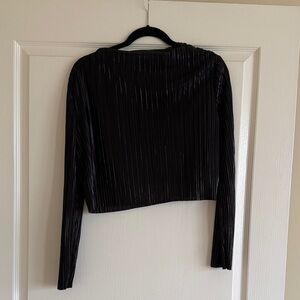 OAK + FORT Black Ribbed Crop Top